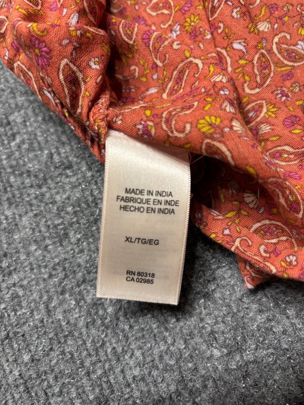 Lucky Brand Rust Paisley Button-Front Cap Sleeve Blouse with Lace Trim - Picture 10 of 11